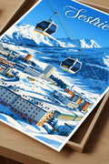 Poster Sestriere Stampa Vintage Retro Illustration