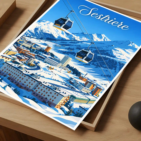 Poster Sestriere Stampa Vintage Retro Illustration