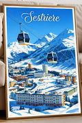 Poster Sestriere Stampa Vintage Retro Illustration