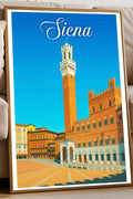 Poster vintage di Siena - illustrazione retrò, Toscana, Italia