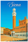 Poster vintage di Siena - illustrazione retrò, Toscana, Italia