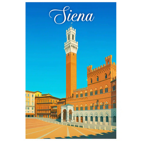 Poster vintage di Siena - illustrazione retrò, Toscana, Italia