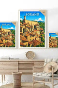 Poster Sorano Stampa Manifesto Vintage Retro Illustrato