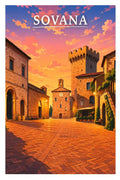 Poster Sovana Stampa Manifesto Vintage Retro Illustrato