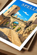 Poster Spello Stampa Manifesto Vintage Retro Illustrato