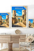 Poster Spello Stampa Manifesto Vintage Retro Illustrato
