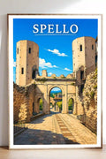 Poster Spello Stampa Manifesto Vintage Retro Illustrato