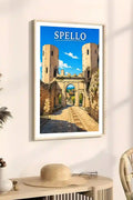 Poster Spello Stampa Manifesto Vintage Retro Illustrato
