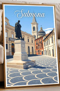 Poster Sulmona Stampa Manifesto Vintage Retro Illustrato