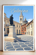 Poster Sulmona Stampa Manifesto Vintage Retro Illustrato