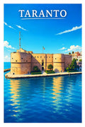 Poster Taranto Stampa Manifesto Vintage Retro Illustrato