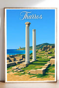 Poster Tharros Stampa Manifesto Vintage Retro Illustrato