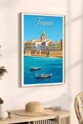 Poster Trapani Stampa Manifesto Vintage Retro Illustrato