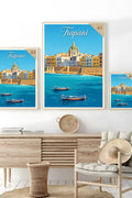 Poster Trapani Stampa Manifesto Vintage Retro Illustrato