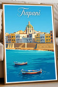 Poster Trapani Stampa Manifesto Vintage Retro Illustrato