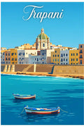 Poster Trapani Stampa Manifesto Vintage Retro Illustrato