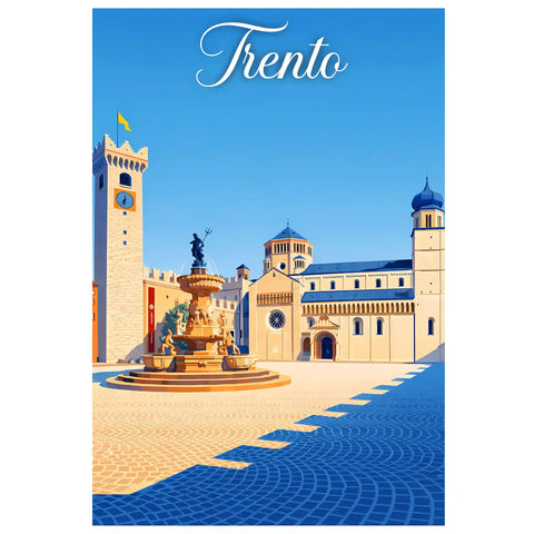 Poster Trento Stampa Manifesto Vintage Retro Illustrato