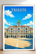 Poster Trieste Stampa Manifesto Vintage Retro Illustrato