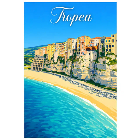 Poster Tropea Stampa Manifesto Vintage Retro Illustrato