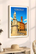 Poster Vercelli Stampa Manifesto Vintage Retro Illustrato