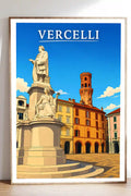 Poster Vercelli Stampa Manifesto Vintage Retro Illustrato