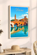 Poster Verona Stampa Manifesto Vintage Retro Illustrato