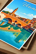 Poster Verona Stampa Manifesto Vintage Retro Illustrato