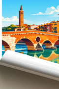 Poster Verona Stampa Manifesto Vintage Retro Illustrato