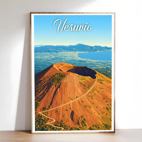 Poster Vesuvio Stampa Manifesto Vintage Retro Illustrato