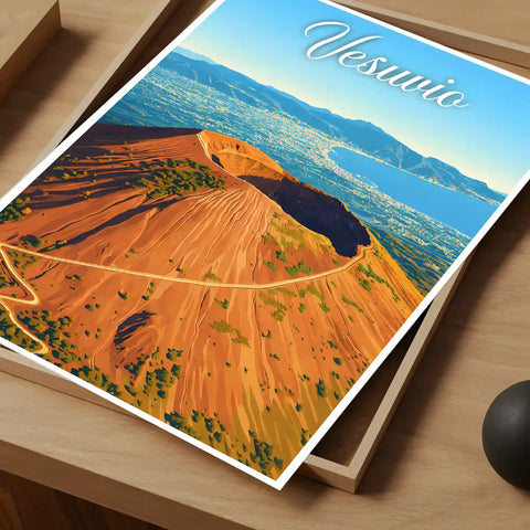 Poster Vesuvio Stampa Manifesto Vintage Retro Illustrato