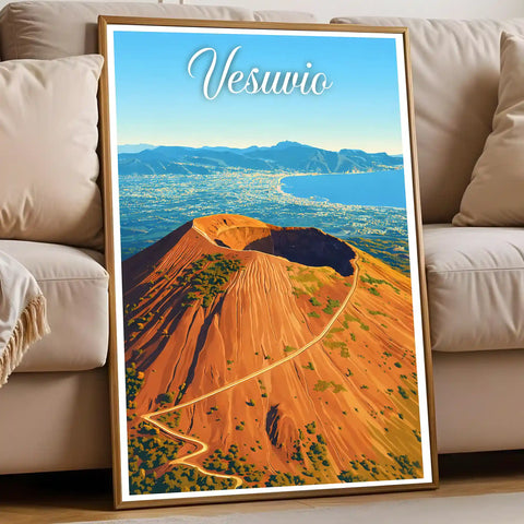 Poster Vesuvio Stampa Manifesto Vintage Retro Illustrato