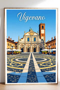 Poster Vigevano Stampa Manifesto Vintage Retro Illustrato