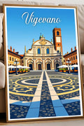 Poster Vigevano Stampa Manifesto Vintage Retro Illustrato