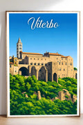 Poster Viterbo Stampa Manifesto Vintage Retro Illustrato