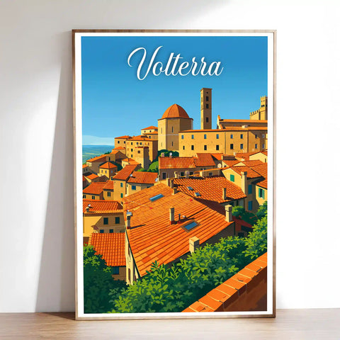 Poster Volterra Stampa Manifesto Vintage Retro Illustrato