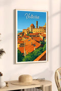 Poster Volterra Stampa Manifesto Vintage Retro Illustrato