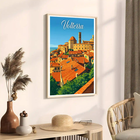 Poster Volterra Stampa Manifesto Vintage Retro Illustrato