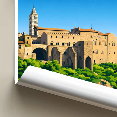 Poster Volterra Stampa Manifesto Vintage Retro Illustrato
