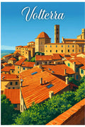 Poster Volterra Stampa Manifesto Vintage Retro Illustrato